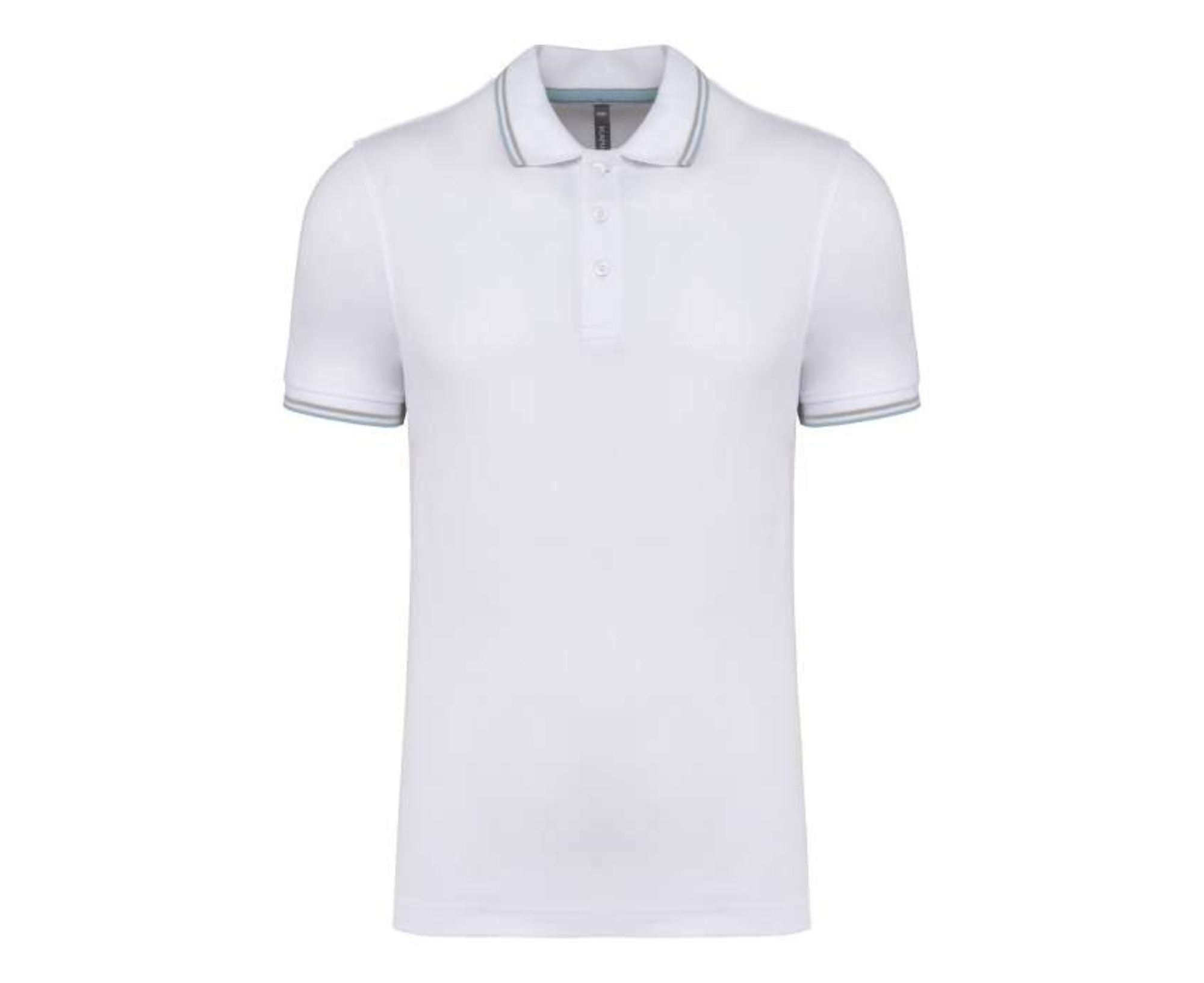 KA250 | Men's Short-Sleeved Polo Shirt White | Sky Blue | Light Grey