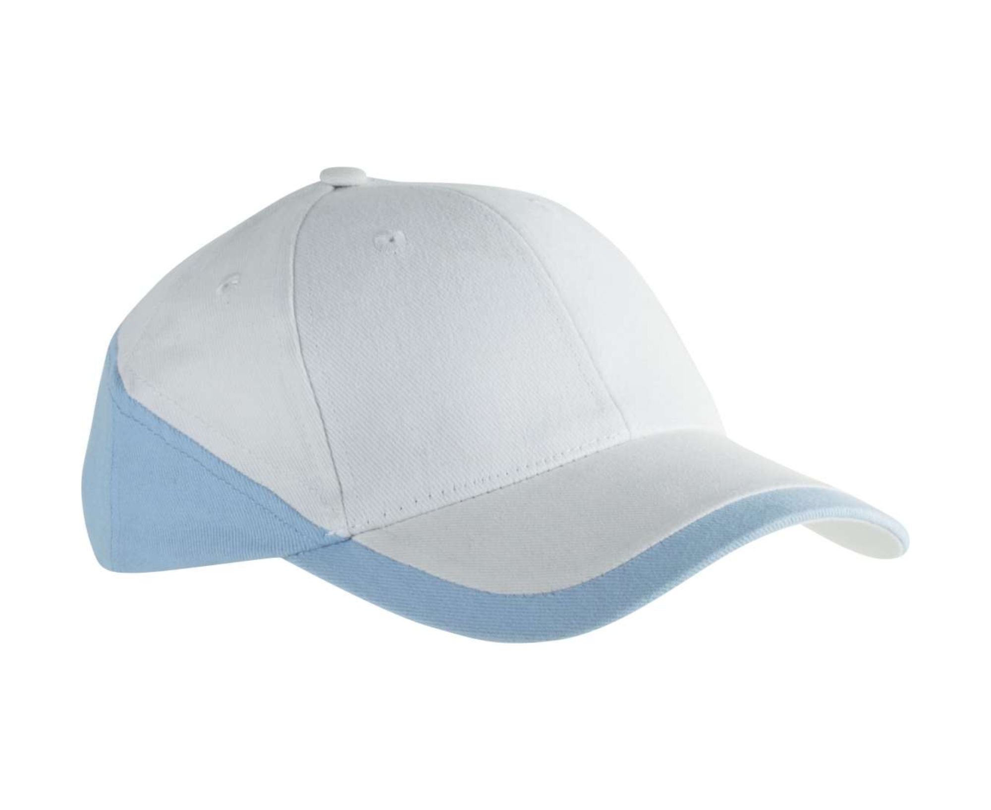 KP045 | 6 Panel 2-Tone Racing Cap White | Sky Blue