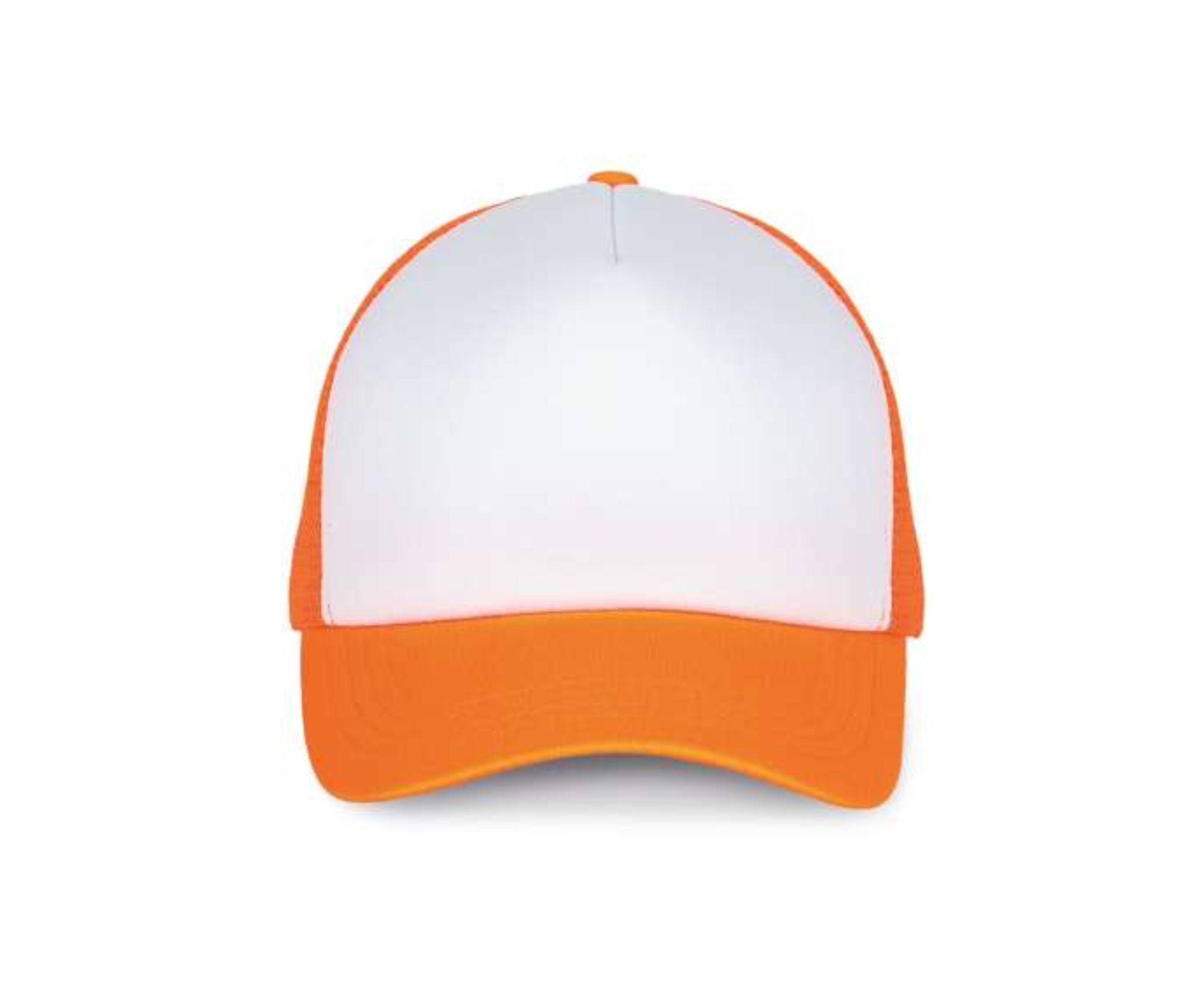KP111 | 5 Panels Trucker Mesh Cap White | Fluorescent Orange