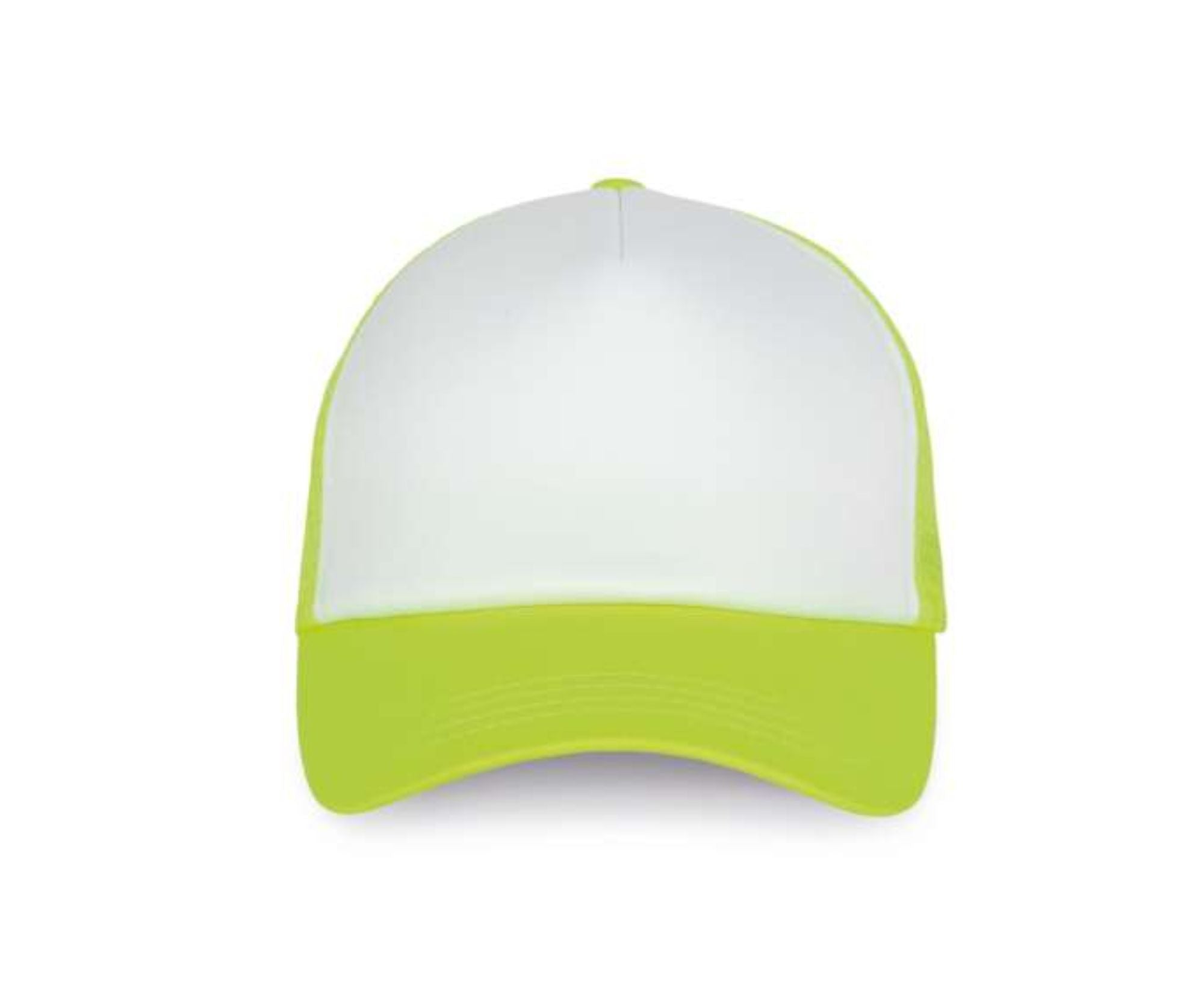 KP111 | 5 Panels Trucker Mesh Cap White | Fluorescent Yellow