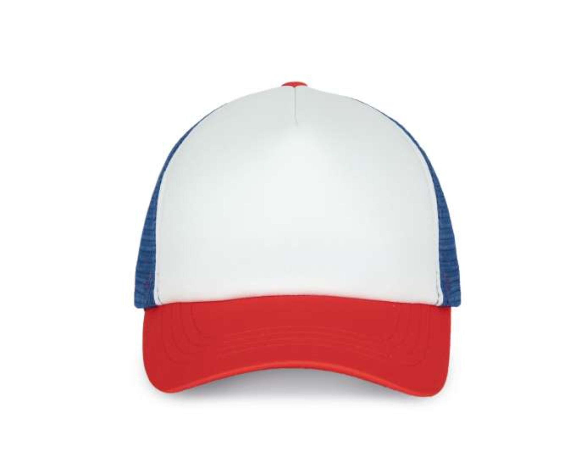 KP111 | 5 Panels Trucker Mesh Cap White | French Red | Reflex Blue