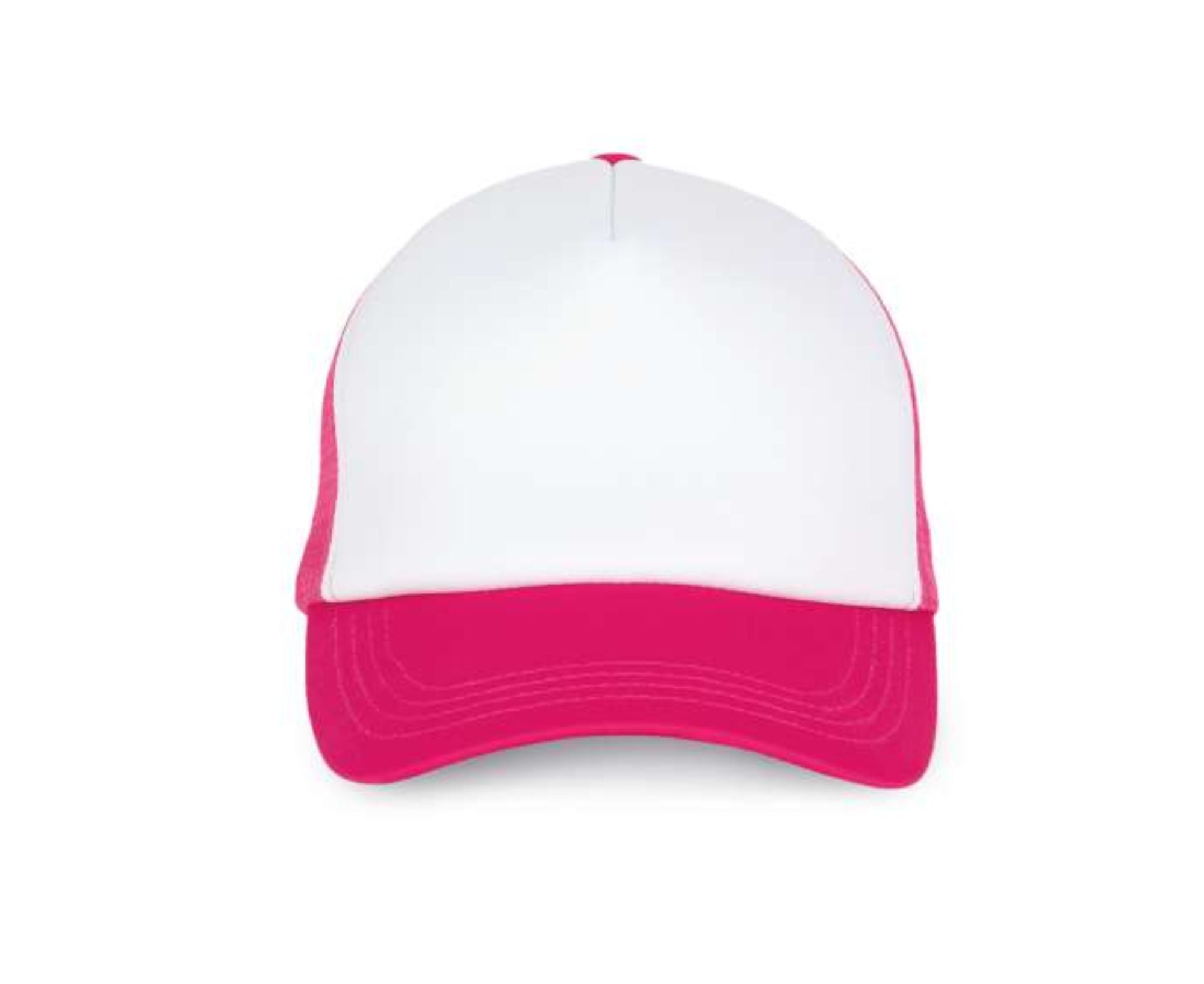 KP111 | 5 Panels Trucker Mesh Cap White | Fuchsia
