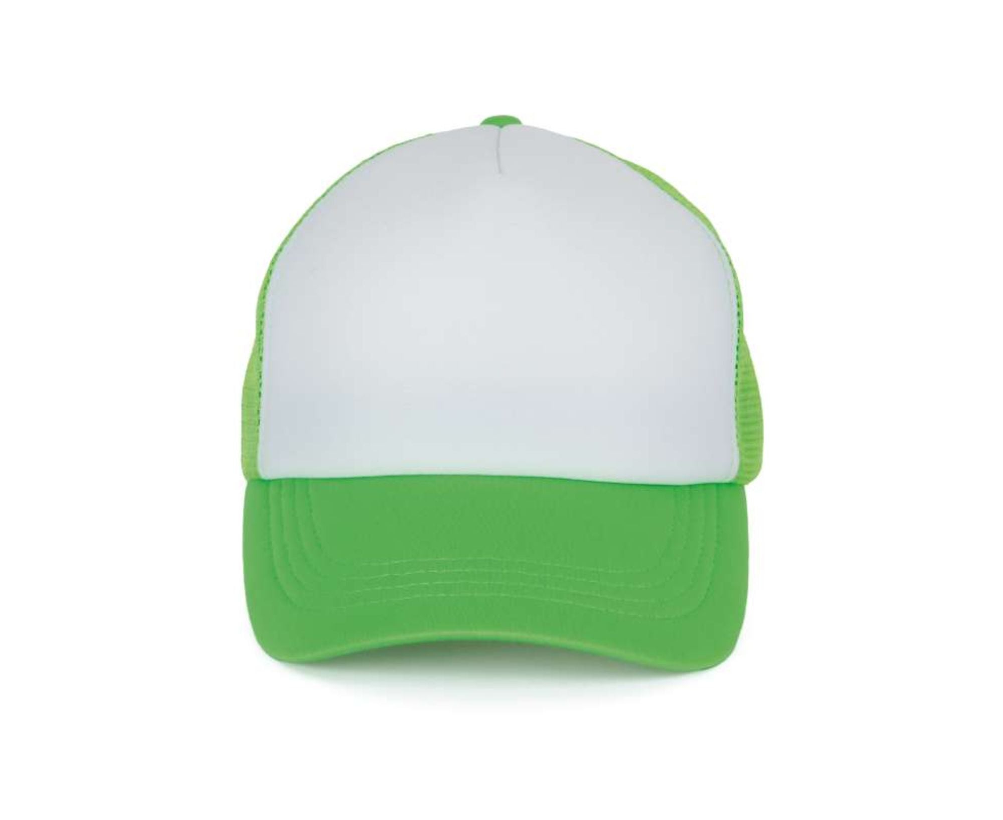 KP111 | 5 Panels Trucker Mesh Cap White | Green Flash