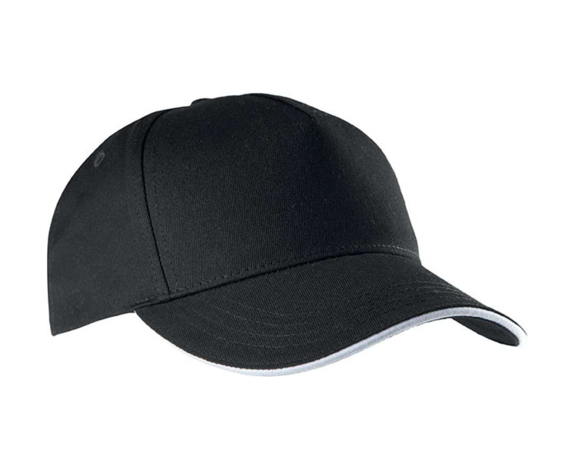 KP130 | 5 Panels Sandwich Peak Cap Black | White