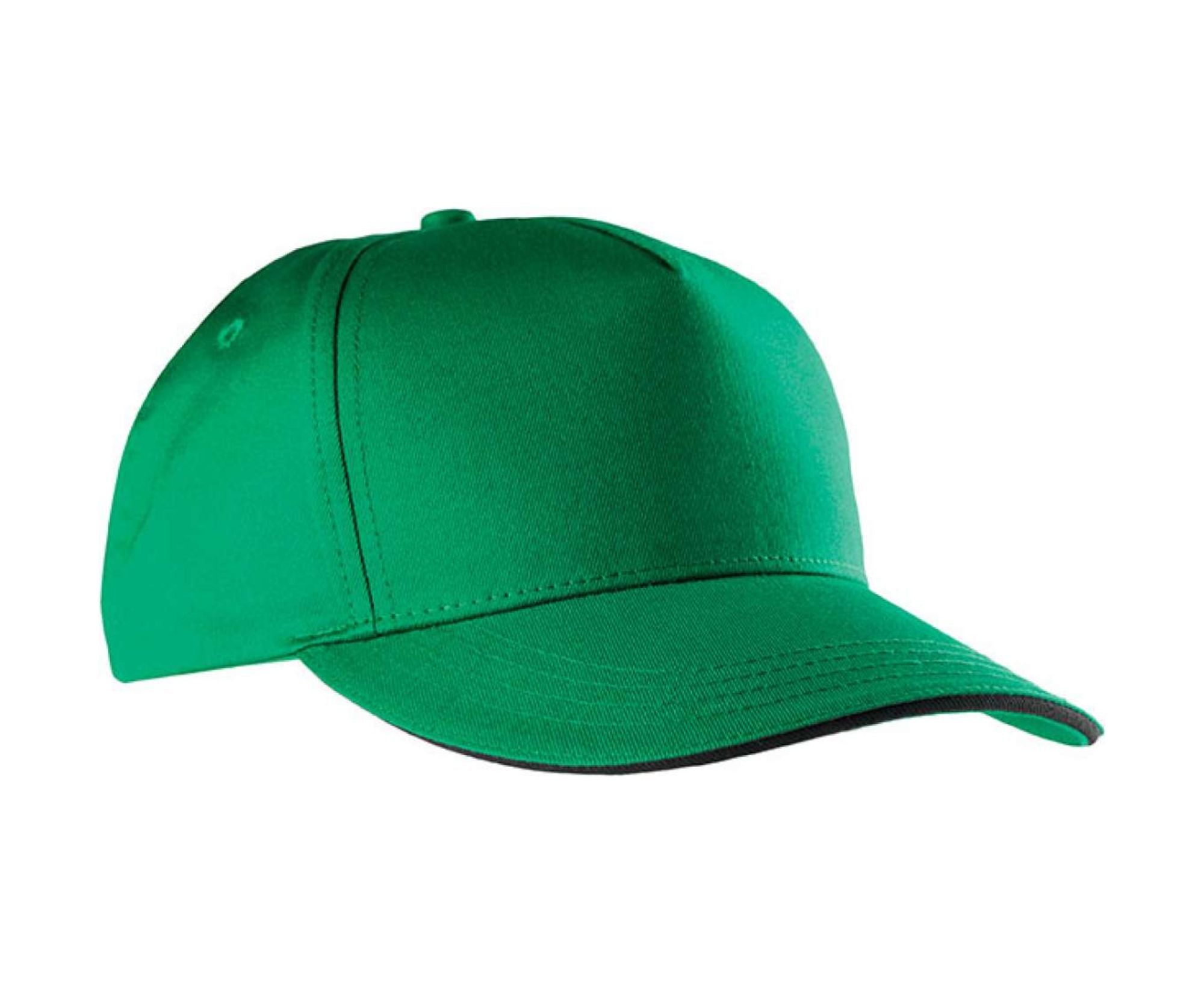 KP130 | 5 Panels Sandwich Peak Cap Kelly Green | Black