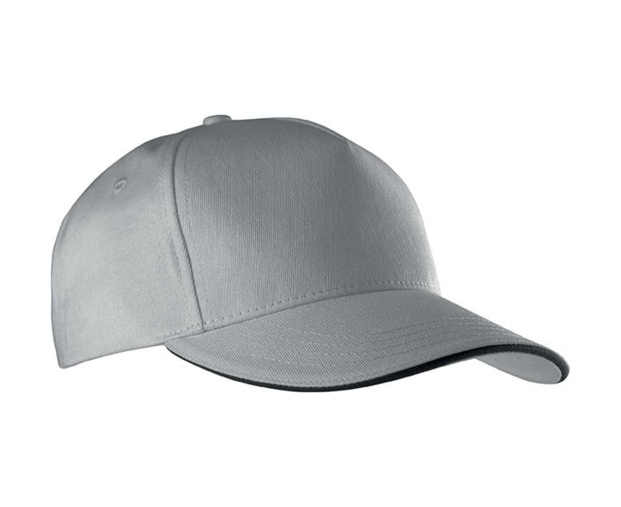 KP130 | 5 Panels Sandwich Peak Cap Light Grey | Dark Grey