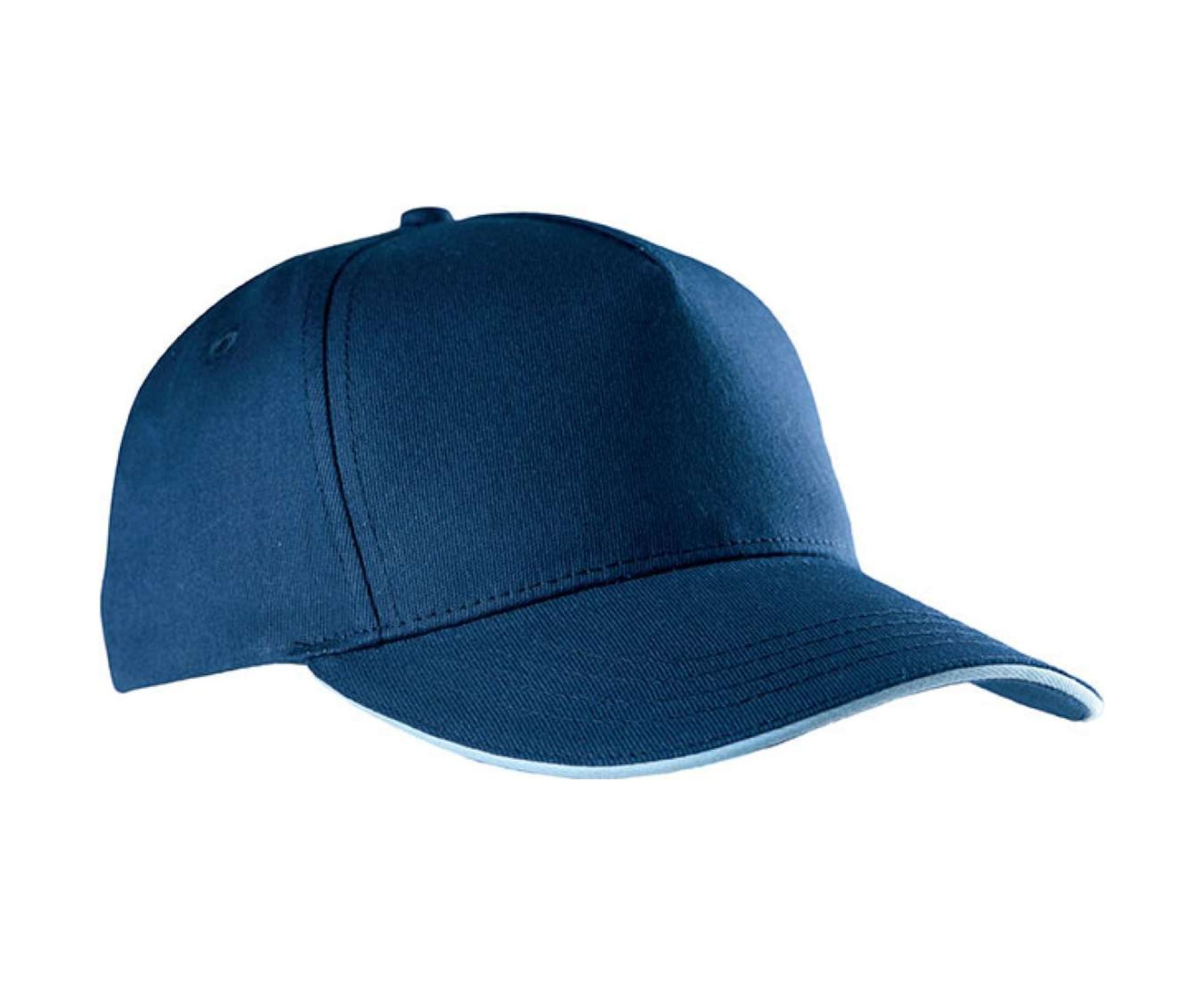 KP130 | 5 Panels Sandwich Peak Cap Navy | Sky Blue