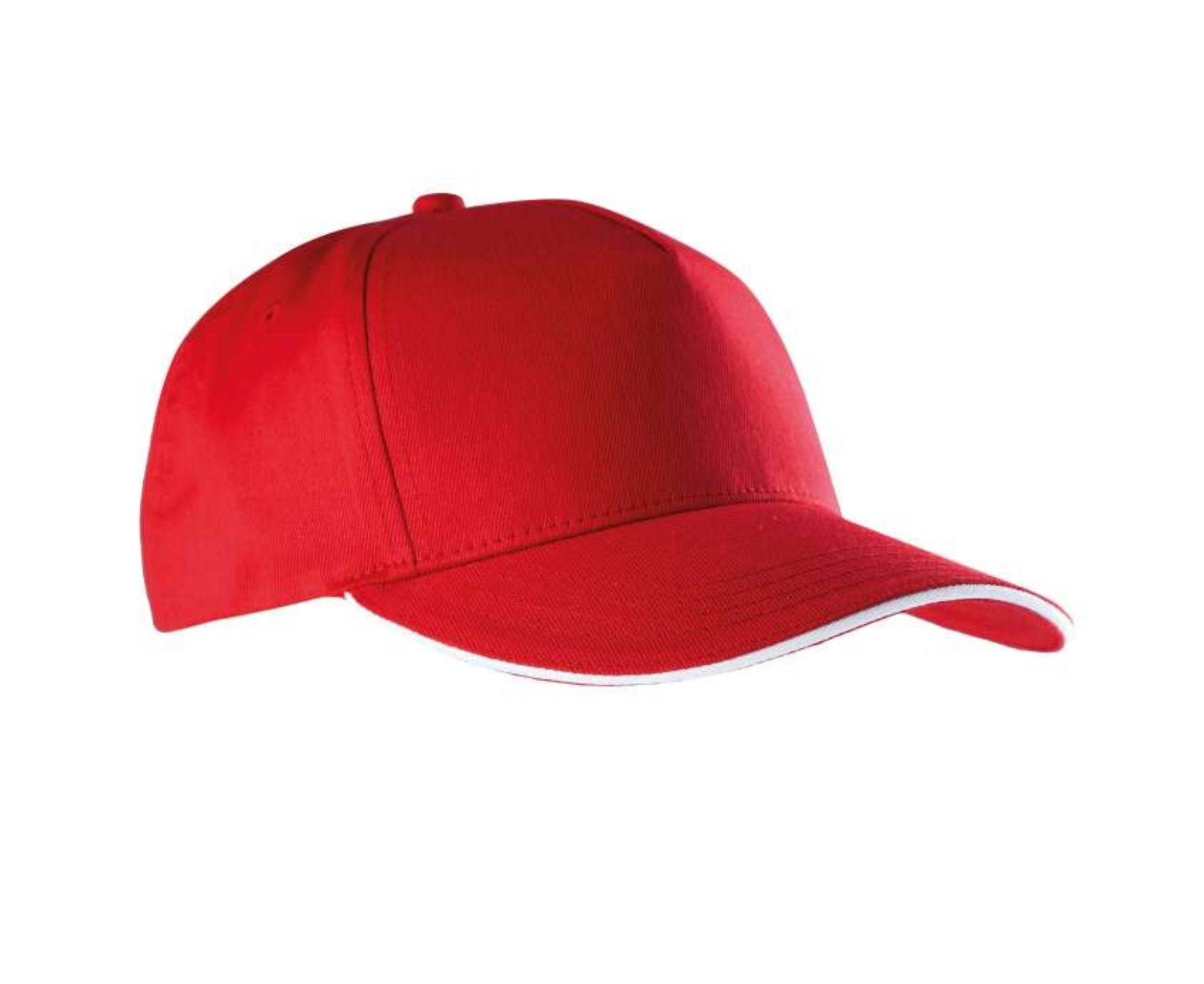 KP130 | 5 Panels Sandwich Peak Cap Red | White