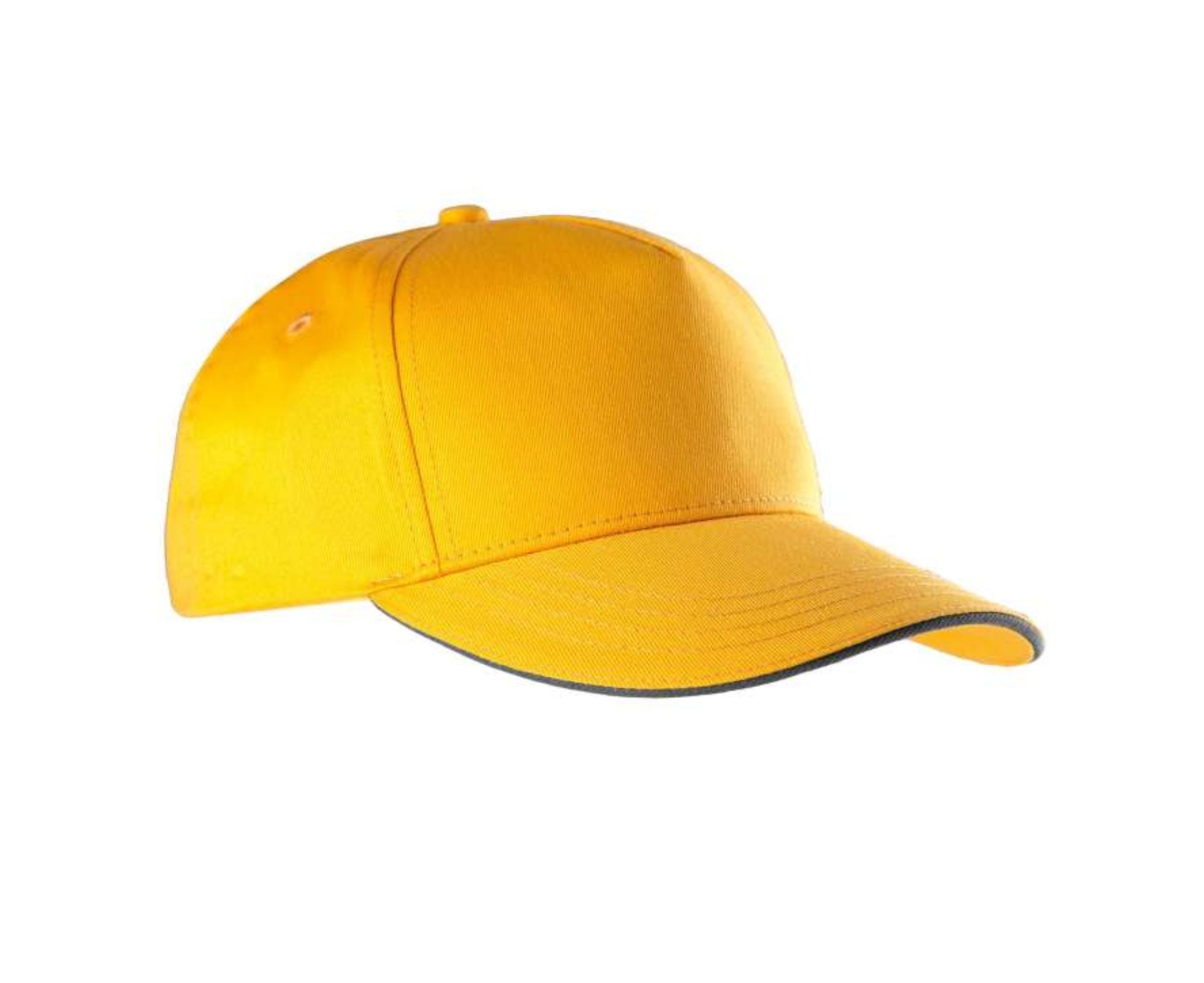 KP130 | 5 Panels Sandwich Peak Cap Yellow | Dark Grey