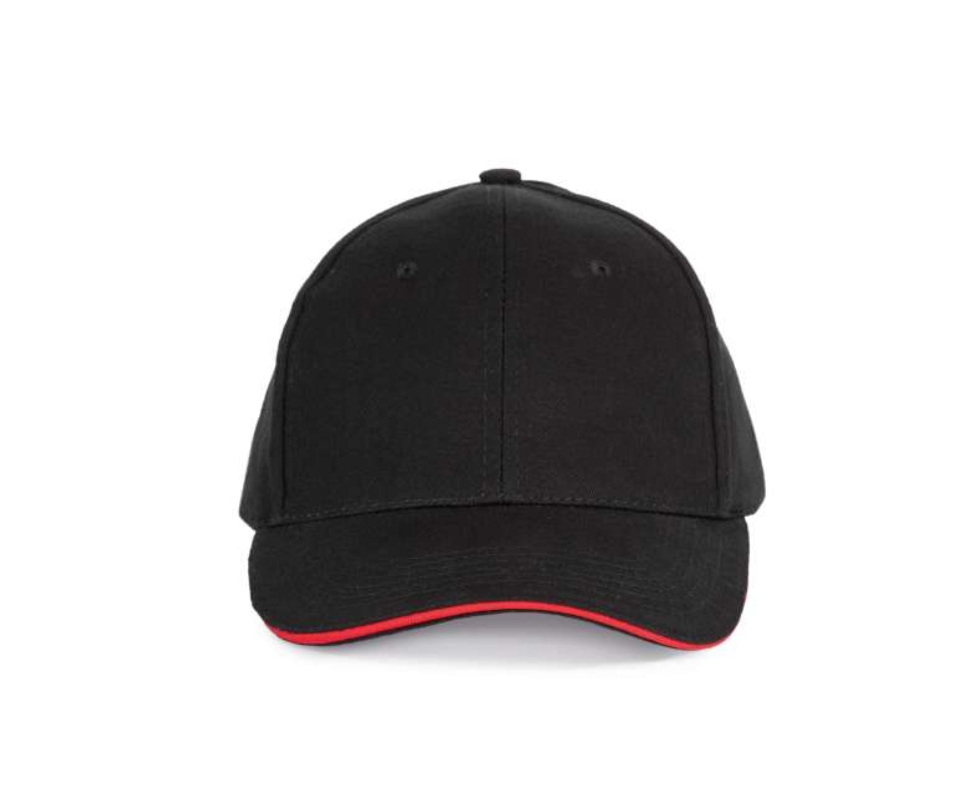 KP153 | 6 Panels Sandwich Peak Cap Black | Red