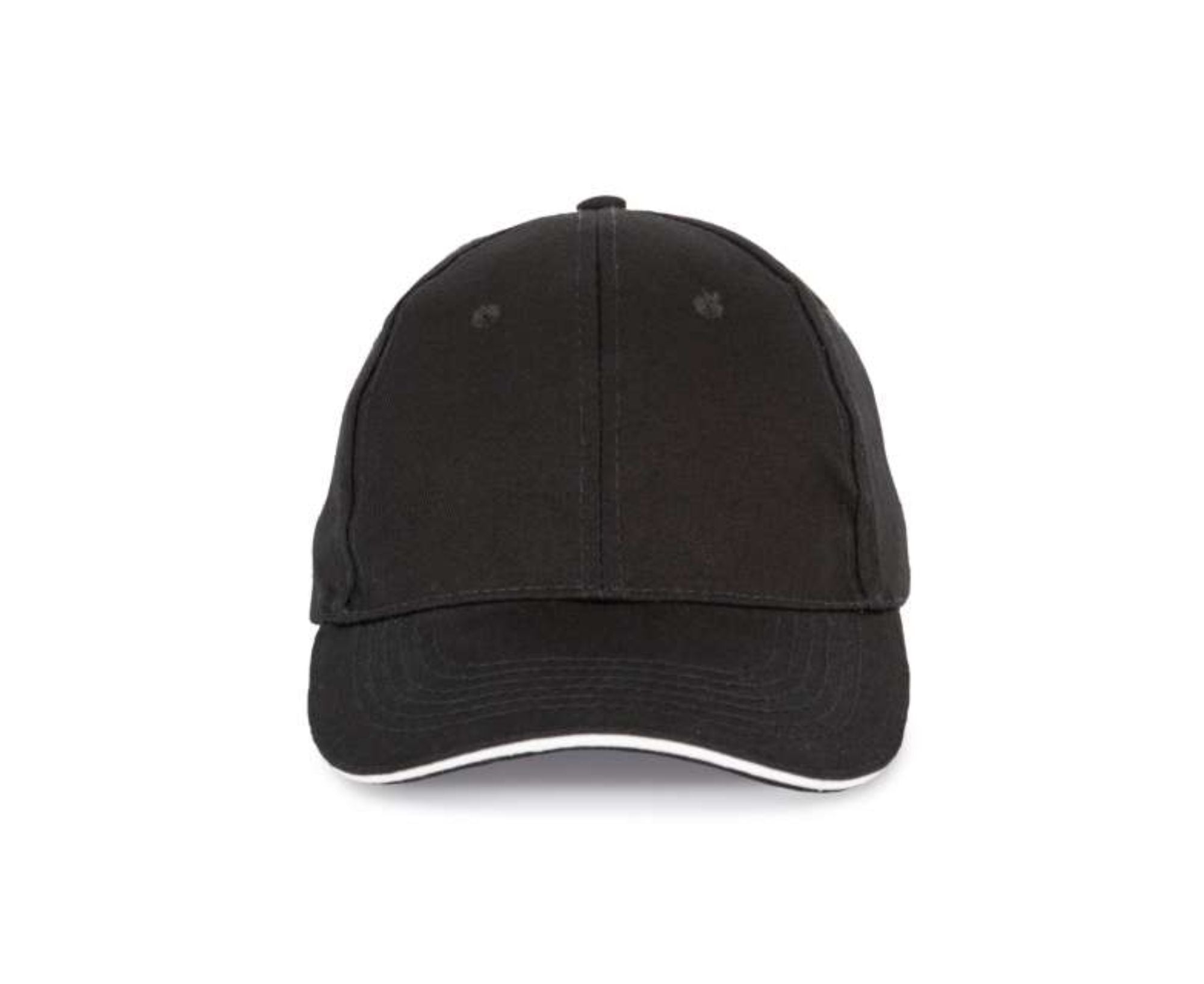 KP153 | 6 Panels Sandwich Peak Cap Black | White