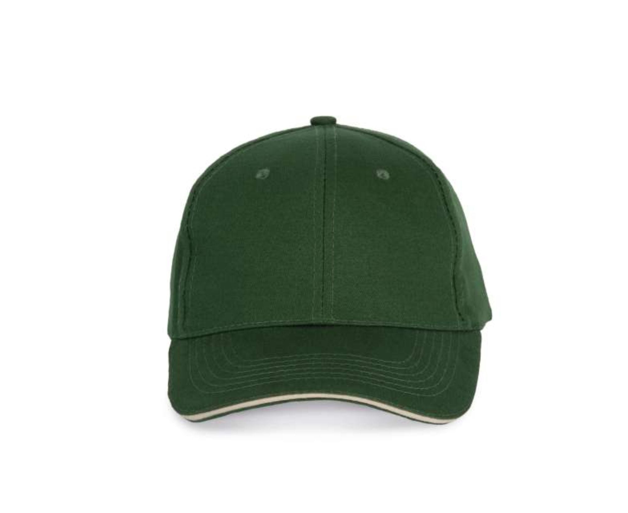 KP153 | 6 Panels Sandwich Peak Cap Forest Green | Beige