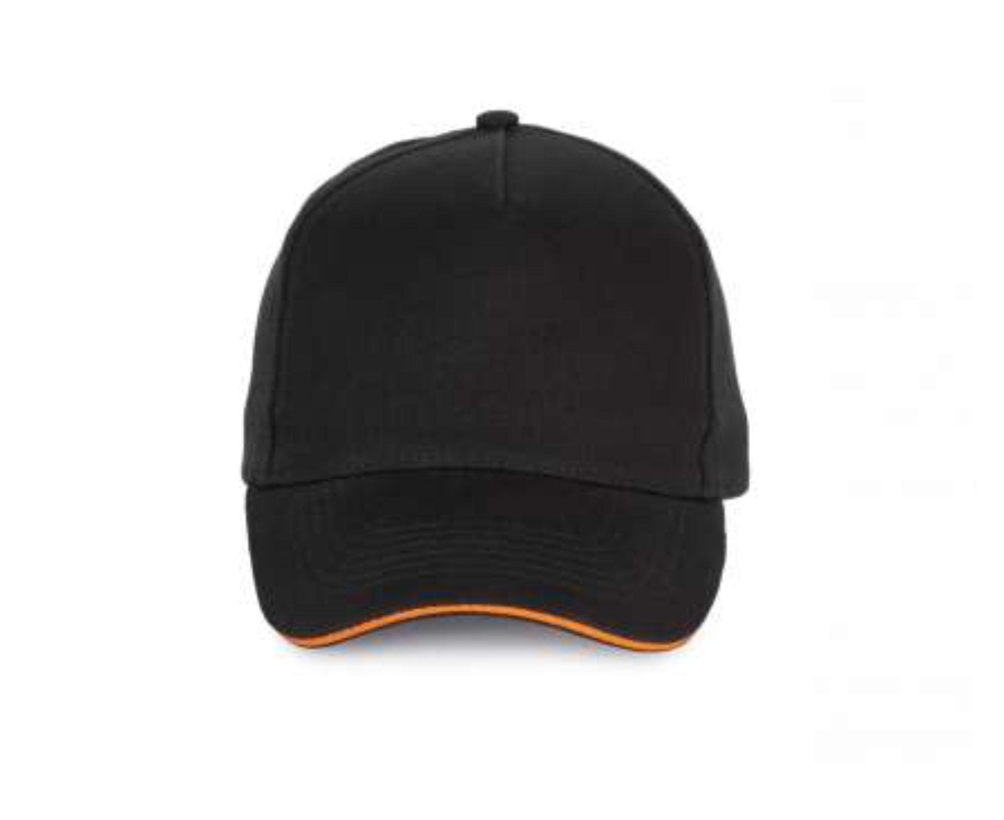 KP189 | 5 Panels Cotton Sandwich Cap Black | Orange