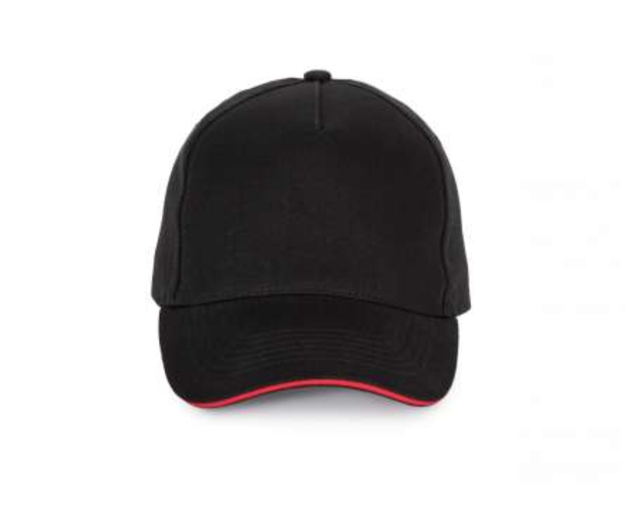 KP189 | 5 Panels Cotton Sandwich Cap Black | Red