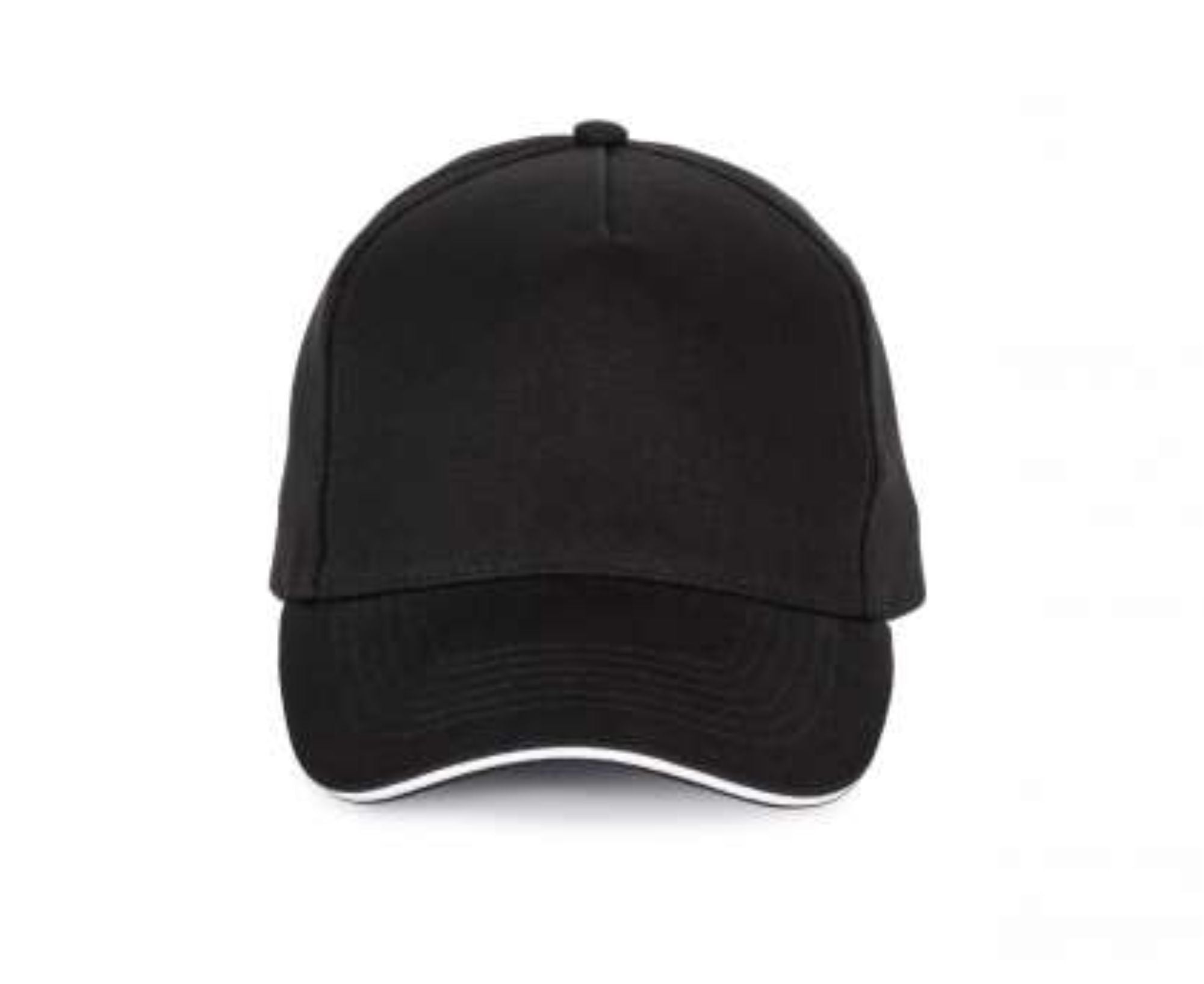KP189 | 5 Panels Cotton Sandwich Cap Black | White