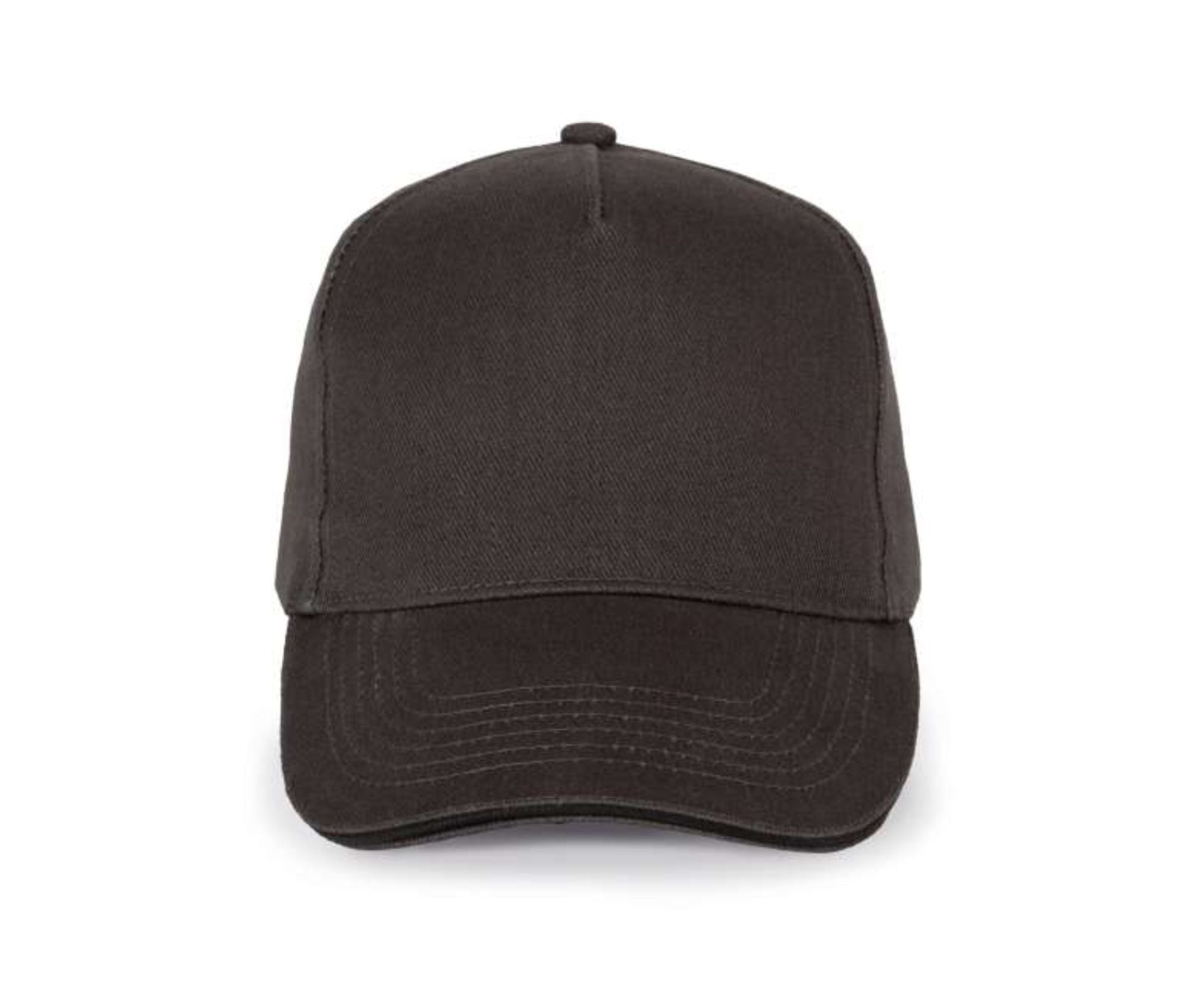 KP189 | 5 Panels Cotton Sandwich Cap Dark Grey | Black