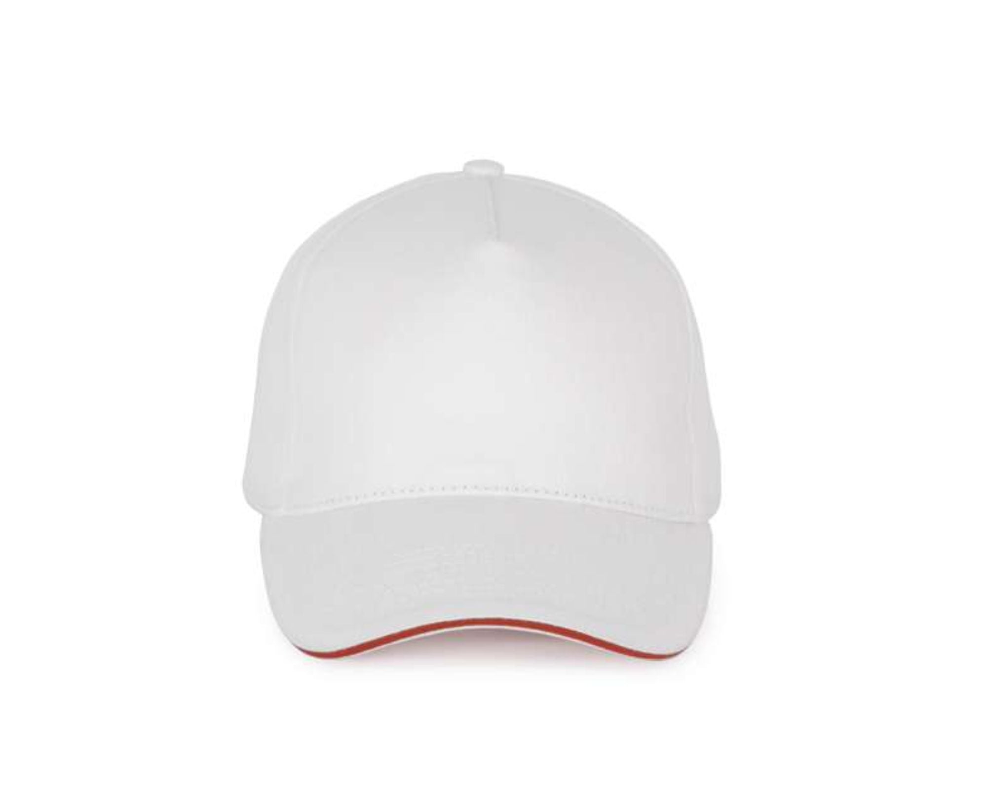 KP189 | 5 Panels Cotton Sandwich Cap White | Red