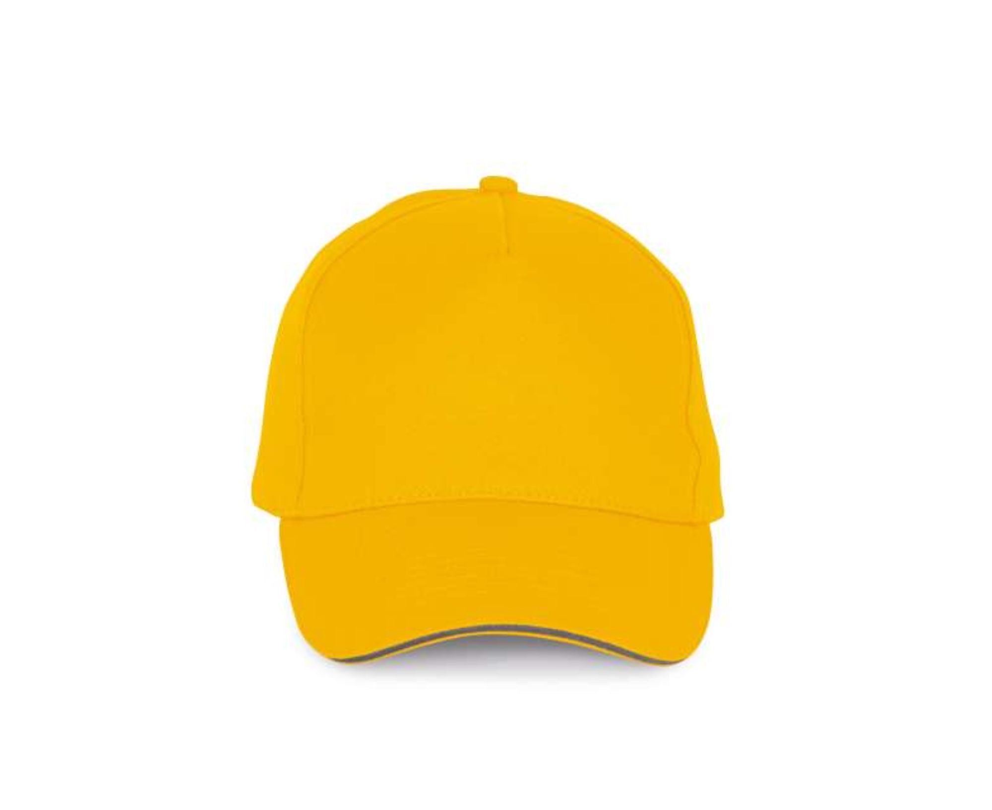 KP189 | 5 Panels Cotton Sandwich Cap Yellow | Slate Grey