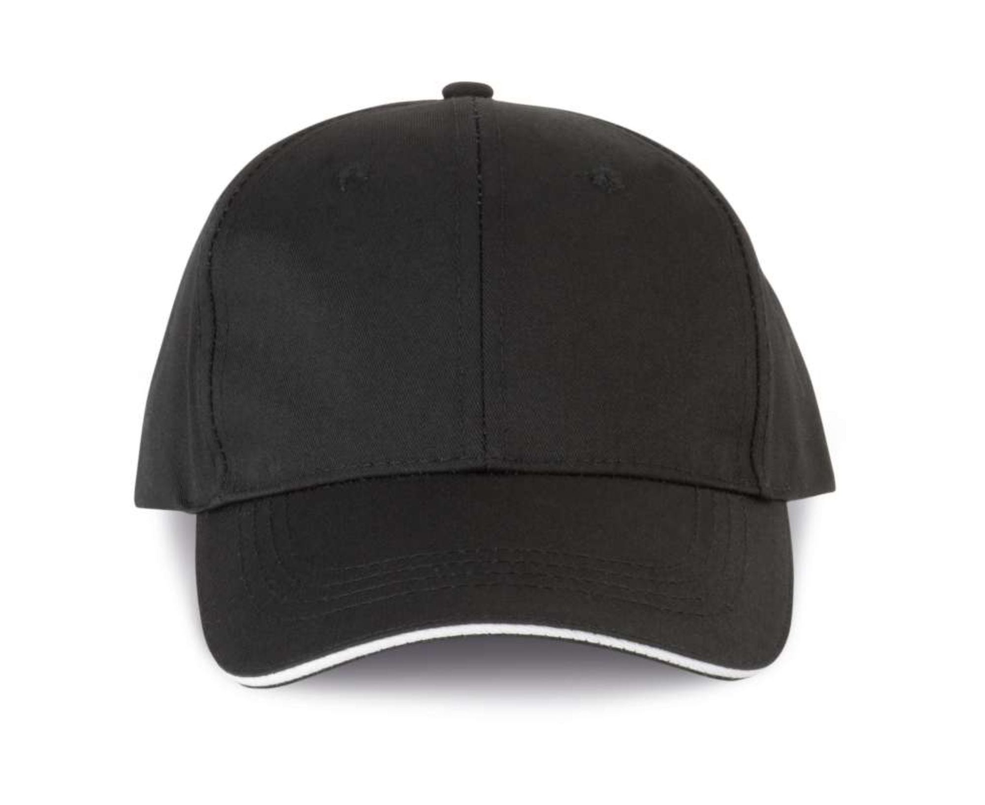 WKP145 | OEKOTEX Certified 6 Panels With Sandwich Peak Cap Black | White