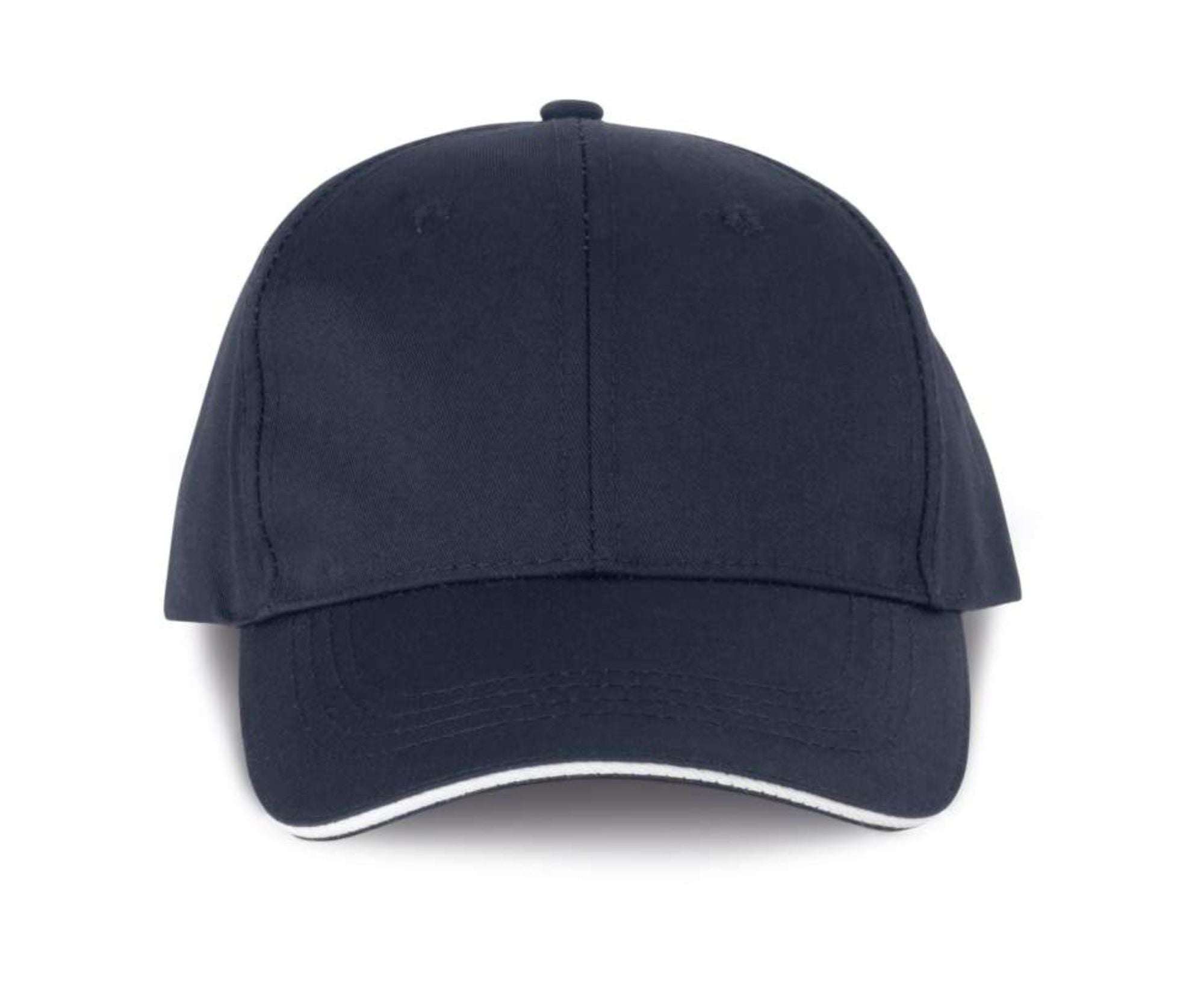 WKP145 | OEKOTEX Certified 6 Panels With Sandwich Peak Cap Navy | White