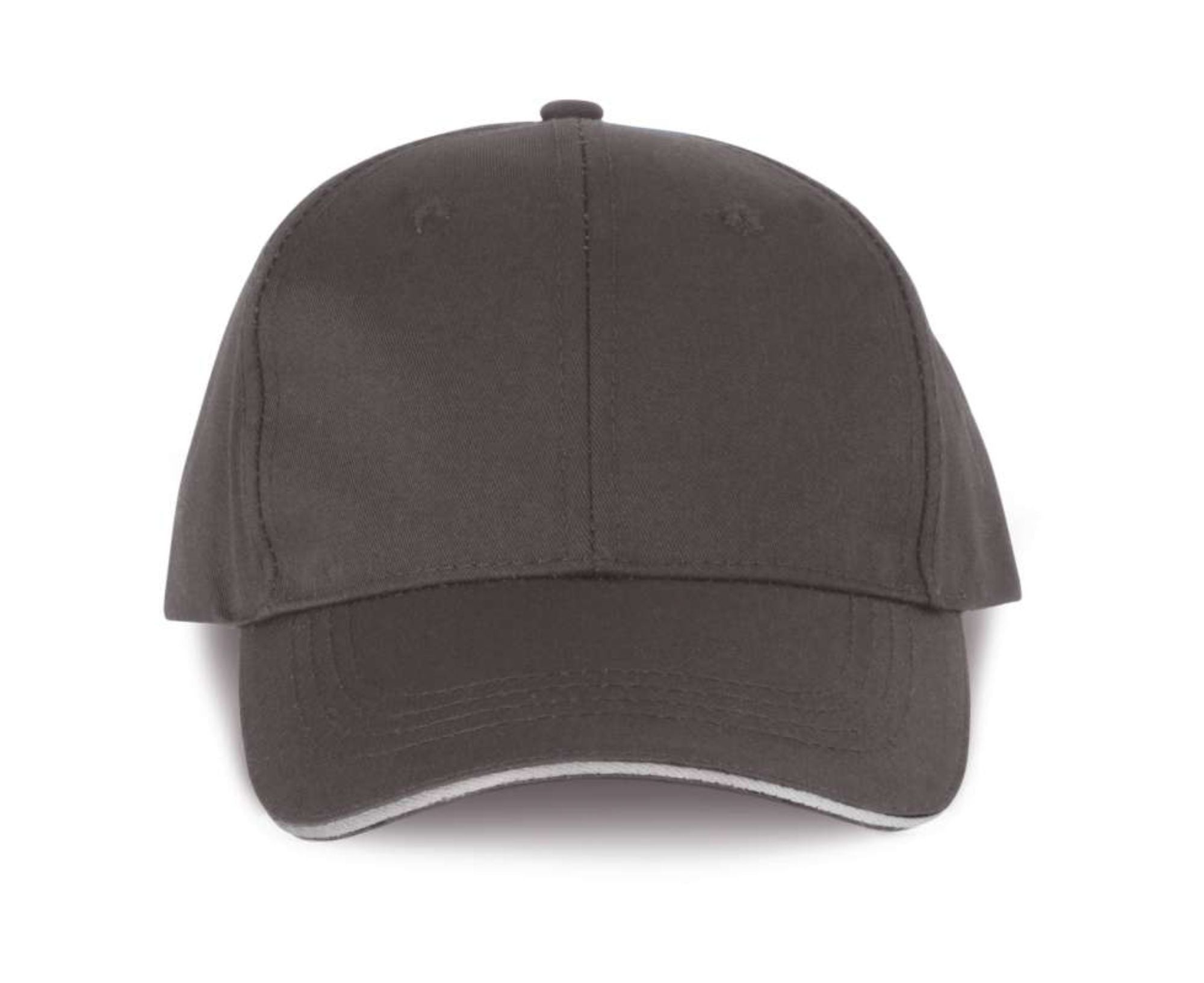 WKP145 | OEKOTEX Certified 6 Panels With Sandwich Peak Cap Shale Grey | Light Grey