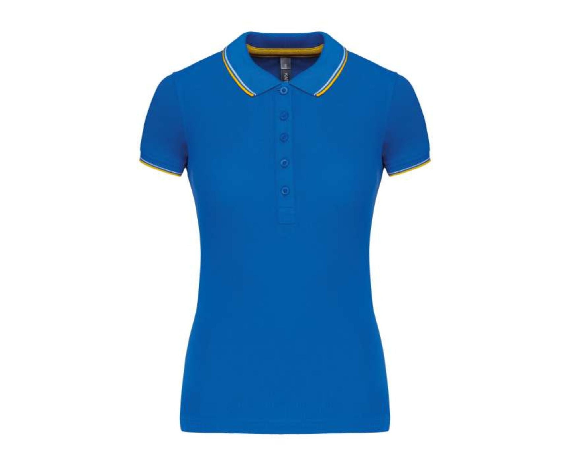 KA251 | Ladies' Short-Sleeved Polo Shirt Light Royal Blue | Yellow | White