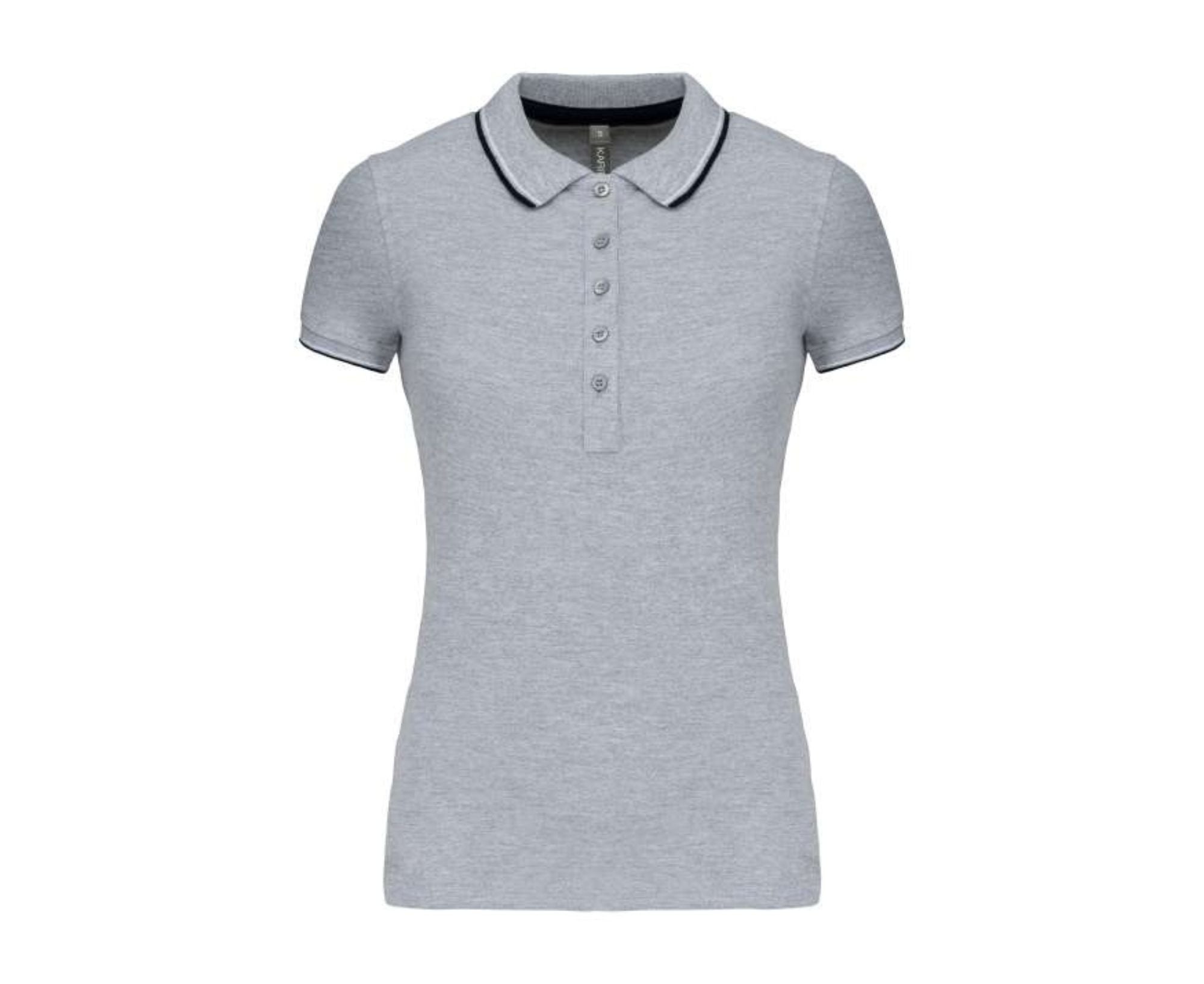 KA251 | Ladies' Short-Sleeved Polo Shirt Oxford Grey | Navy | White