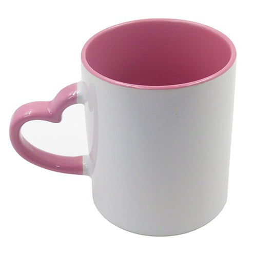 GPIHHS350 | Inner and Handle Colored Heart Shape Handle Mug - 350 ml Pink 350 ml