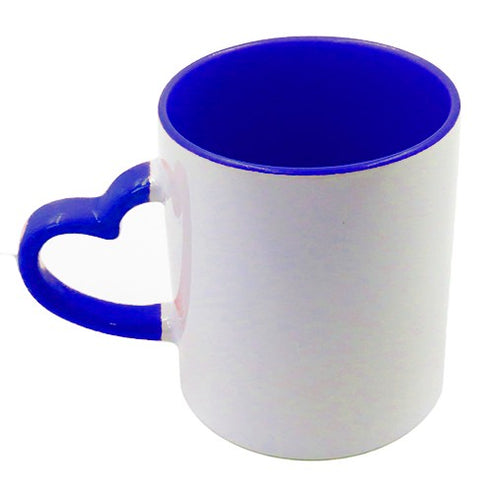 GPIHHS350 | Inner and Handle Colored Heart Shape Handle Mug - 350 ml Blue 350 ml