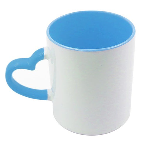 GPIHHS350 | Inner and Handle Colored Heart Shape Handle Mug - 350 ml Light Blue 350 ml